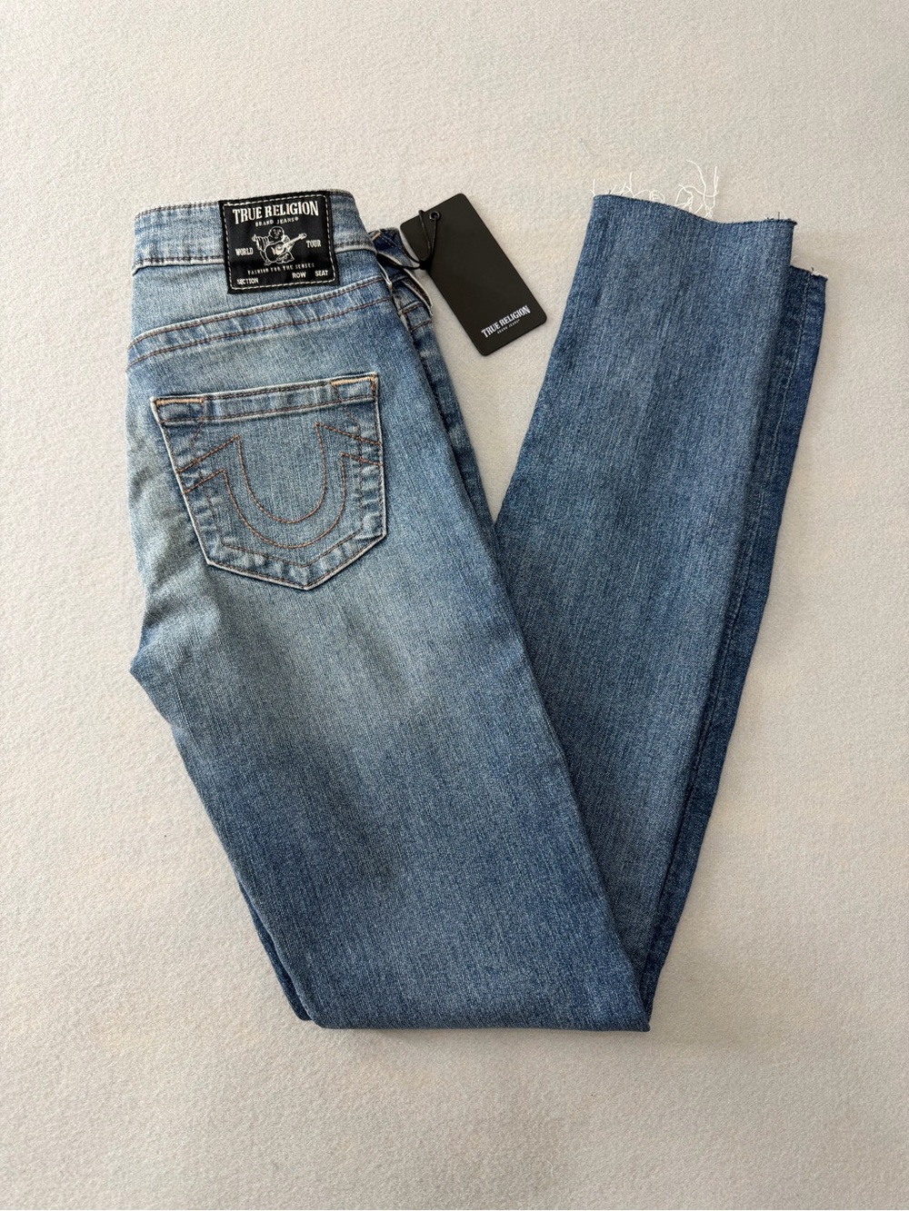 189/1769 True Religion Stella Mid Rise Jeans W26 Sun Gazed Destroy NWT